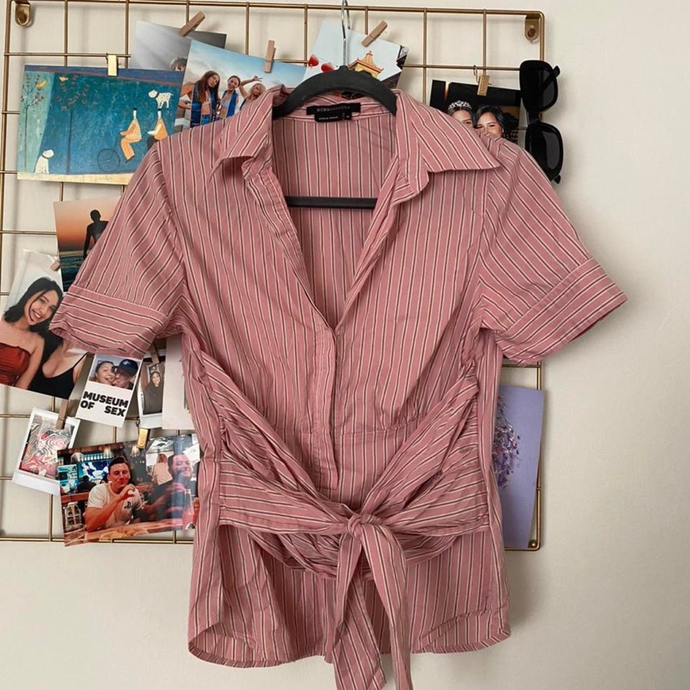 BCBG pinstripe blouse